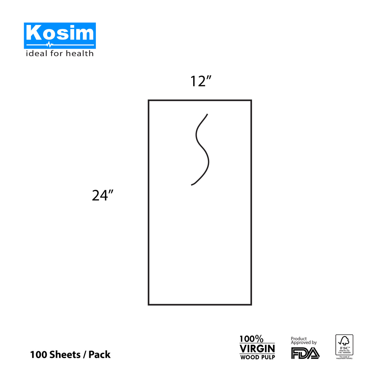 Box of 12" X 24" Smooth Paper Headrest Sheets with "S" Faceslit (1000 Sheets / Box)